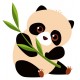 Sticker panda bebe feuille bambou
