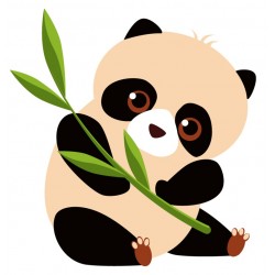 Sticker panda bebe feuille bambou