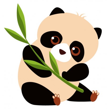 Sticker panda bebe feuille bambou