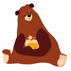 Sticker ours avec miel