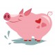 Sticker cochon dans flaque eau