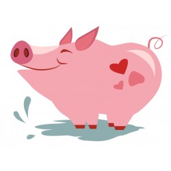 Sticker cochon dans flaque eau