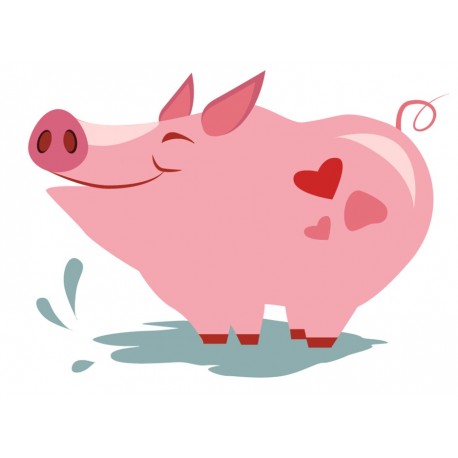 Sticker cochon dans flaque eau