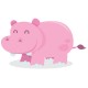 Sticker hippopotame rose