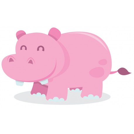Sticker hippopotame rose