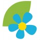 Sticker fleur bleu feuille