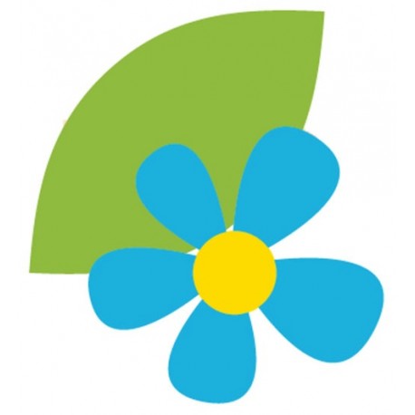 Sticker fleur bleu feuille