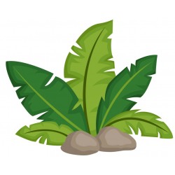Sticker feuillage jungle cailloux