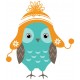 Sticker chouette bonnet bleu