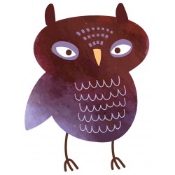 Sticker chouette marron accordeon