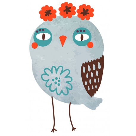 Sticker chouette orange mimi