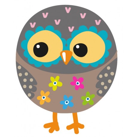 Sticker hibou surpris rose