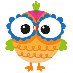 Sticker hibou rose avec fleurs