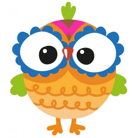 Sticker hibou rose avec fleurs