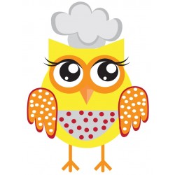 Sticker hibou violet rose