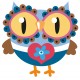 Sticker hibou fleur rose