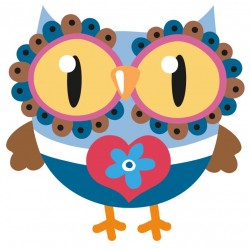 Sticker hibou fleur rose