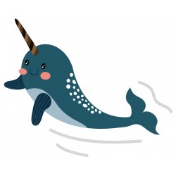 Sticker baleine avec licorne