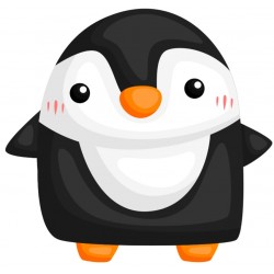 Autocollant pingouin en carre