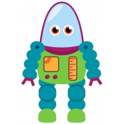 Sticker robot en mode fusée