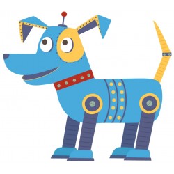 Sticker robot chien bleu