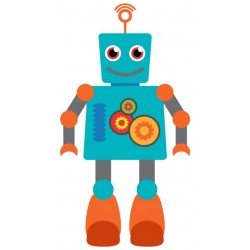 Sticker robot orange bleu