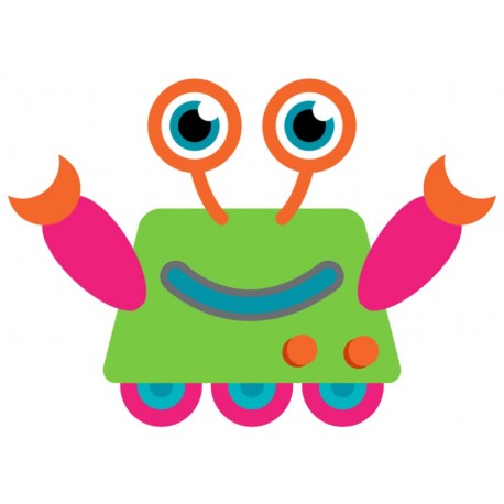 Sticker robot orange bleu