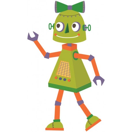 Sticker robot rouge fusee