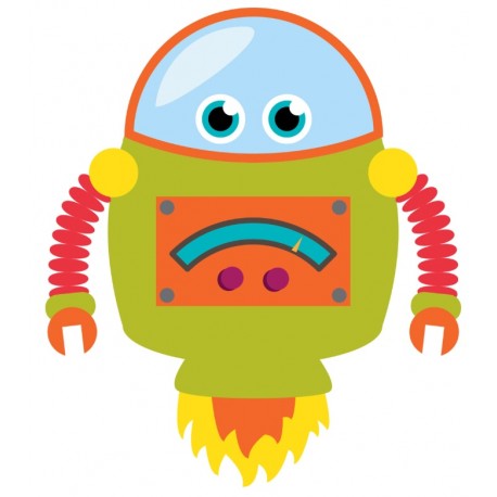 Sticker robot fillette vert