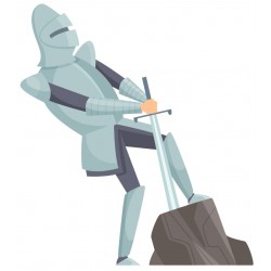 Sticker chevalier attaque epee