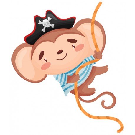 Sticker perroquet vert en pirate