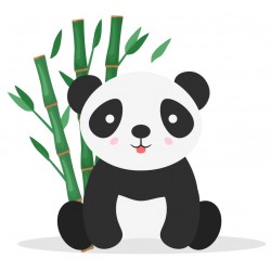 Sticker panda mange feuilles