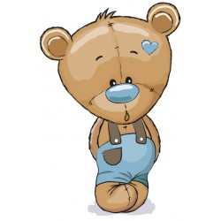 Sticker ourson avec ballon coeur