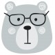 Sticker tete d'ourson adulte