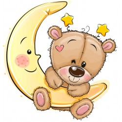 Sticker nounours fille avec coeur