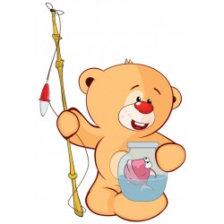 Sticker petit ours brun salopette