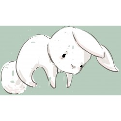 Sticker lapin robe blanche