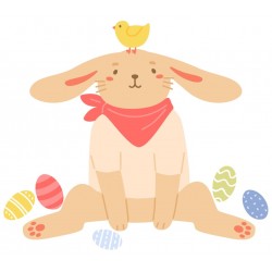 Sticker lapin dort sous couette