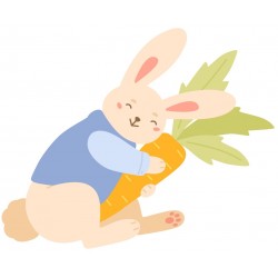 Sticker lapin avec poussin