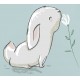 Sticker lapin avec fleur oreille