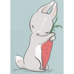 Sticker lapin mange fleur