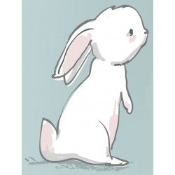 Sticker lapin ballon rouge