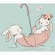 Sticker lapin sur la lune