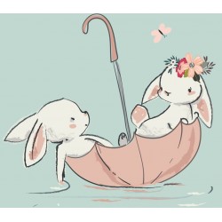 Sticker lapin sur la lune