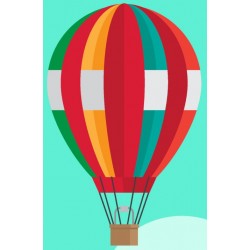 Sticker montgolfiere de couleurs rouge