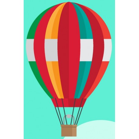 Sticker montgolfiere de couleurs rouge