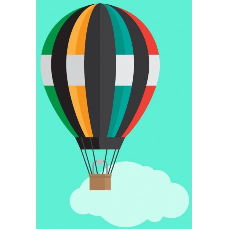 Sticker montgolfiere avec nuage