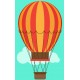 Sticker montgolfiere rouge et jaune