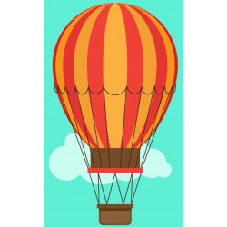 Sticker montgolfiere rouge et jaune