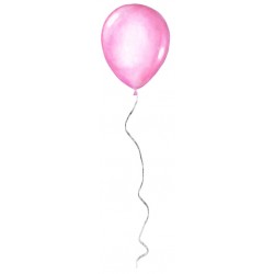 Sticker ballon rose avec fil